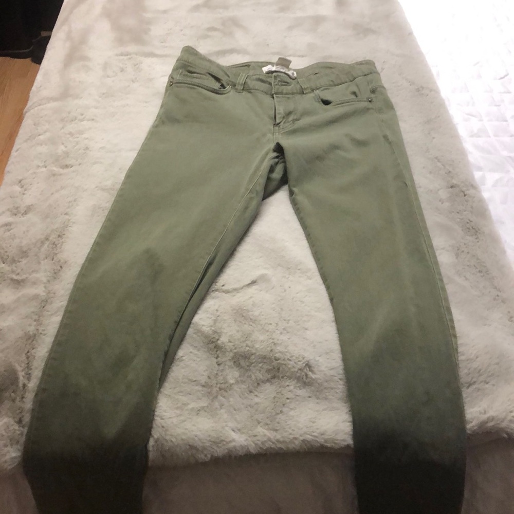 HM olive green skinny jeans
